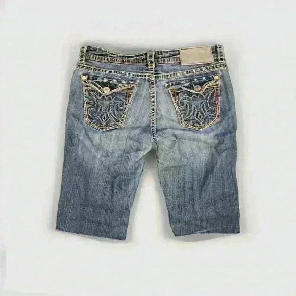 MEK DENIM USA Mykonos Distressed Blue Straight Leg Denim Short 30w - Picture 2 of 11
